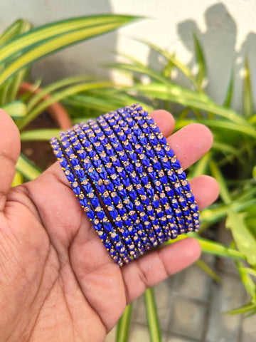 HEART model glass bangles -Navy blue-2.10 size