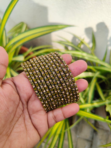 Heart Model Glass Bangles-Olive Green