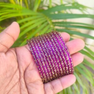 Crystal Raindrop Glass Bangles-Purple