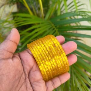 Crystal Raindrop Glass Bangles-Yellow