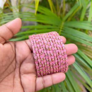 Leaf model glass bangles-Onion pink