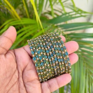 Leaf model glass bangles-Olive green