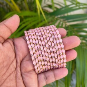 Leaf model glass bangles-Baby pink
