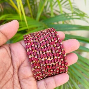 Leaf model glass bangles-Maroon