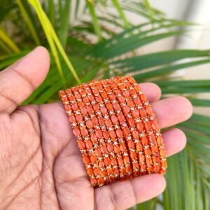Leaf model glass bangles-Orange