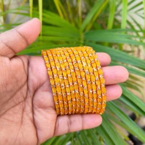Leaf model glass bangles-Yellow