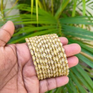 Leaf model glass bangles-White
