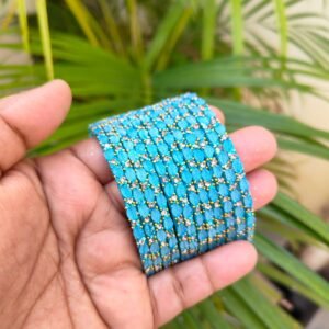 Leaf model glass bangles(Sky blue)