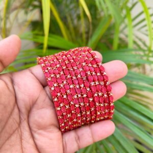 Leaf model glass bangles-Red