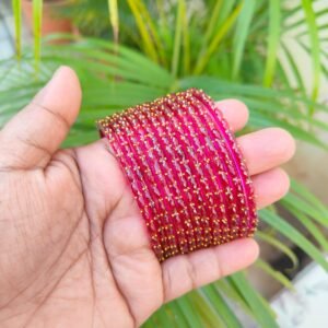 Raindrop glass bangles (Strawberry pink)