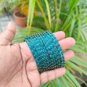 Raindrop glass bangles (Peacock blue)