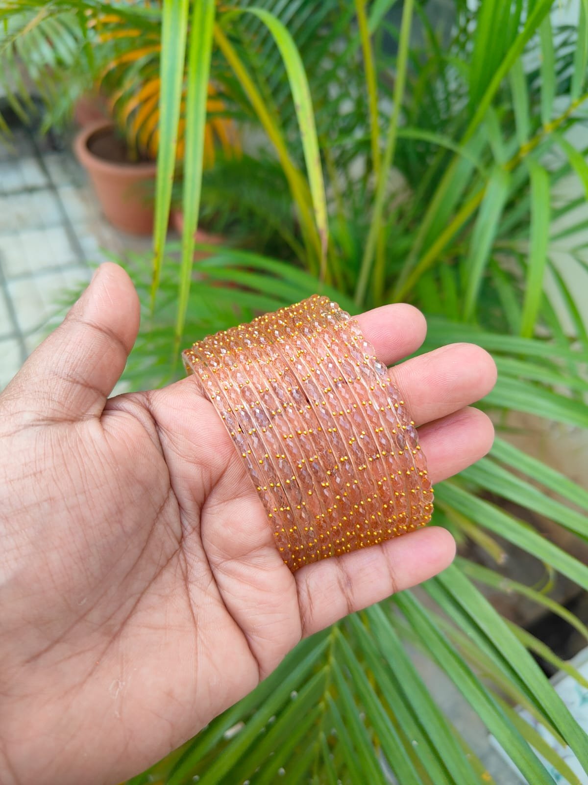 Raindrop glass bangles (Sandal)