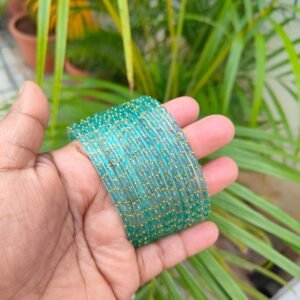 Raindrop glass bangles (Sky blue)