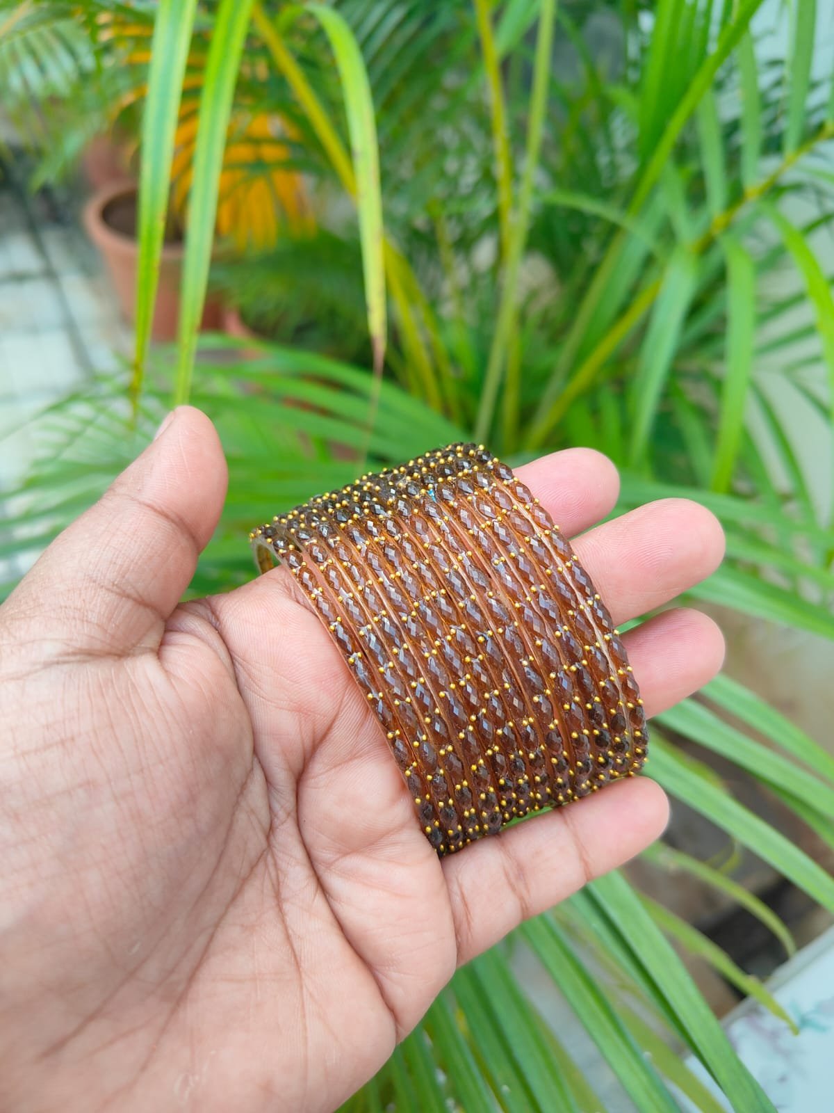 Raindrop glass bangles (Brown)