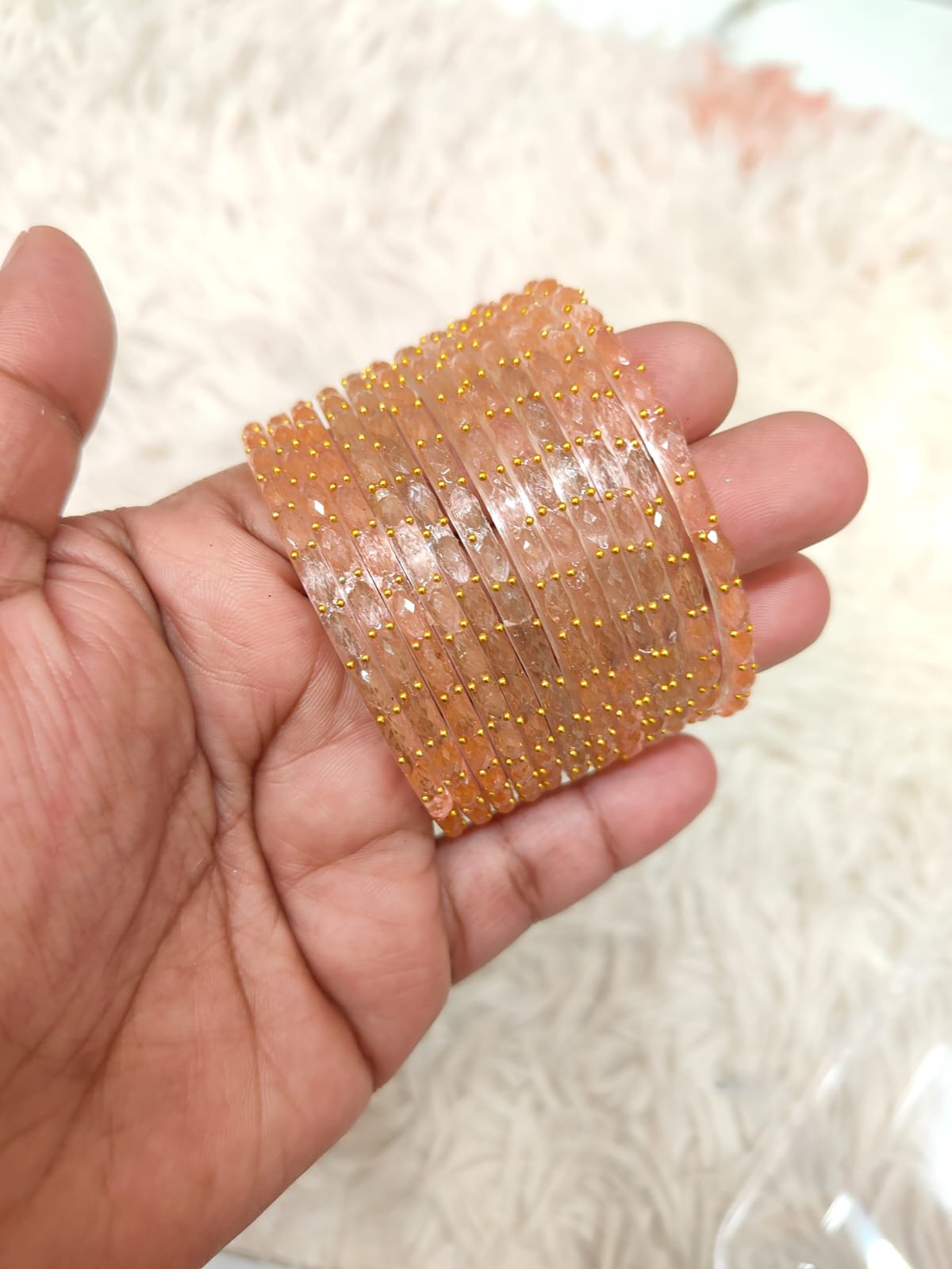 Raindrop glass bangles (Sandal)