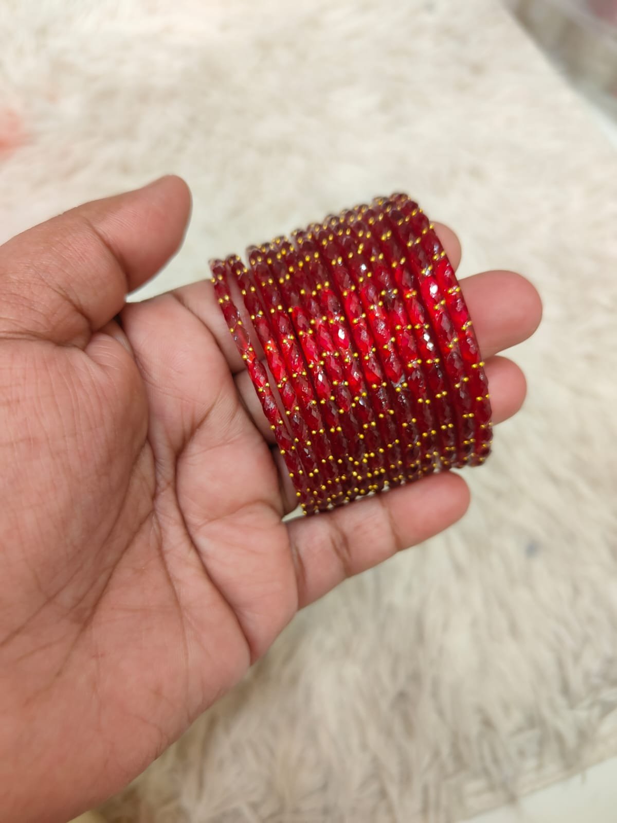 Raindrop glass bangles (Red )