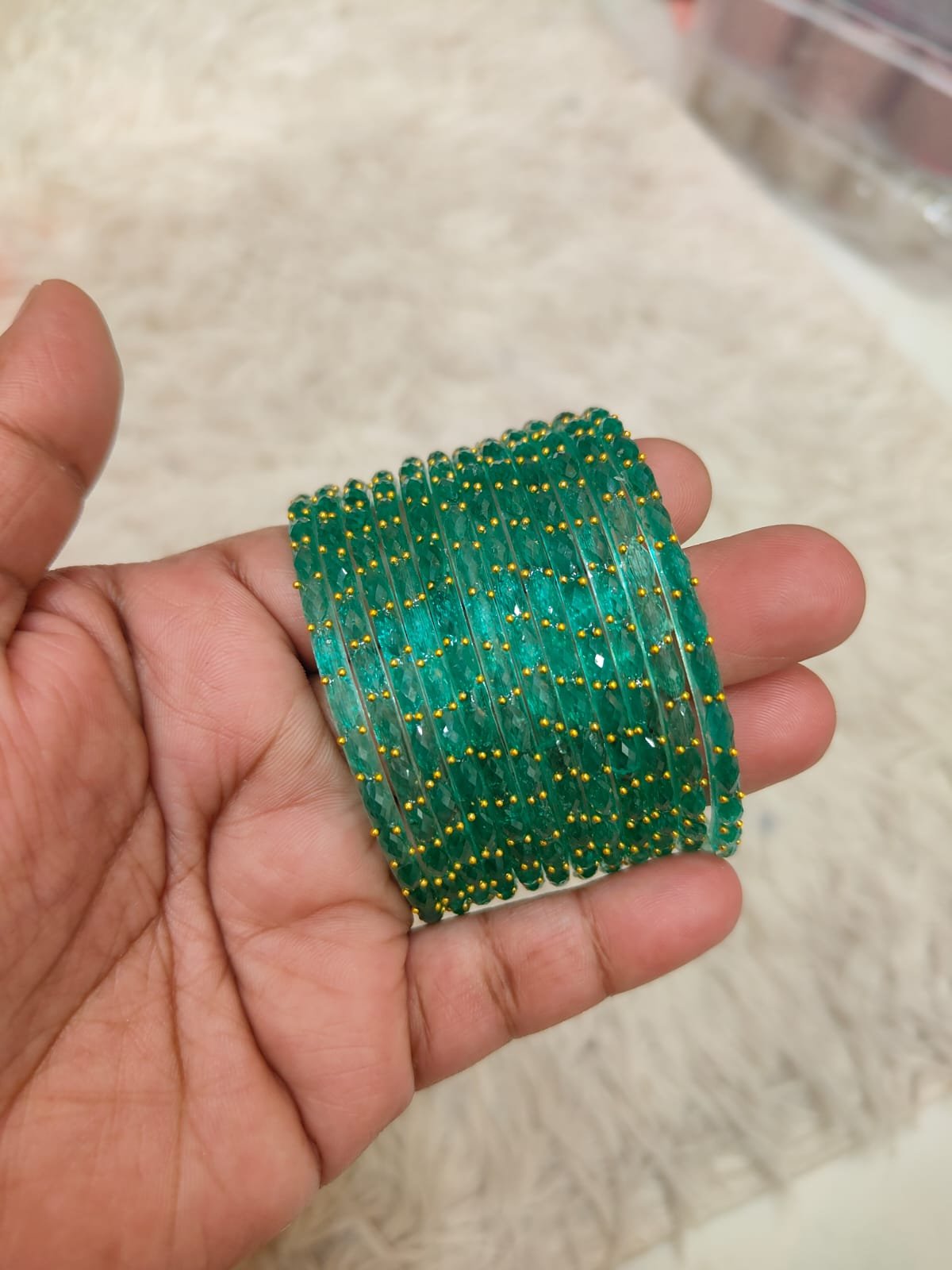 Raindrop glass bangles (Sea blue )