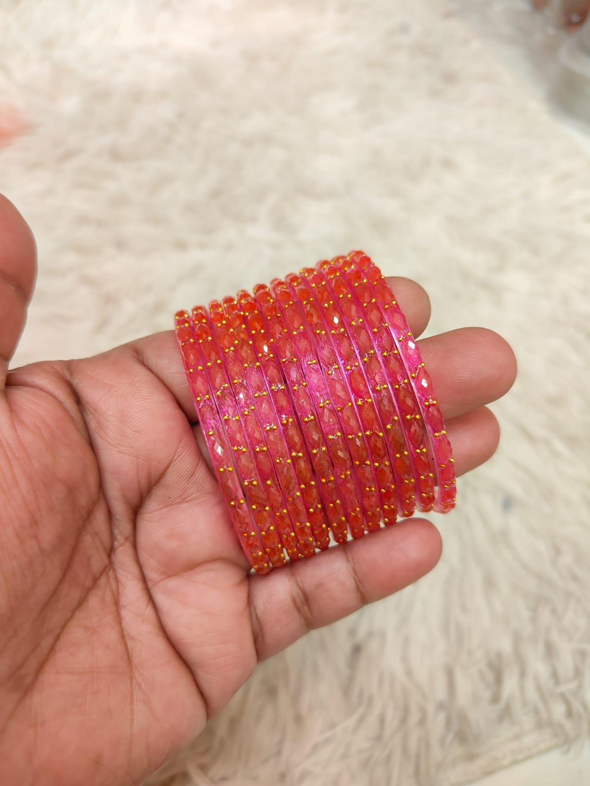 Raindrop glass bangles (Pink )