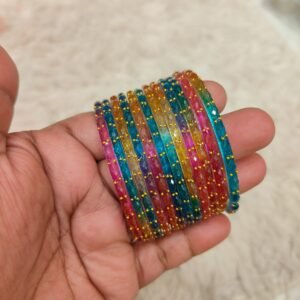 Raindrop glass bangles (Dark multicolor )