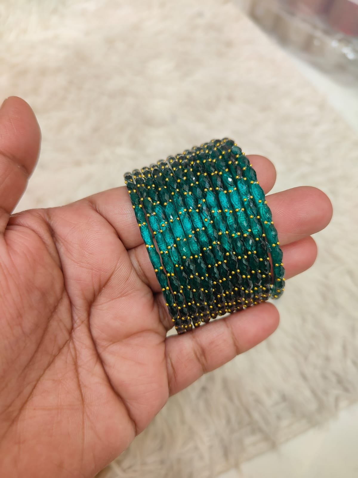 Raindrop glass bangles (Peacock blue )