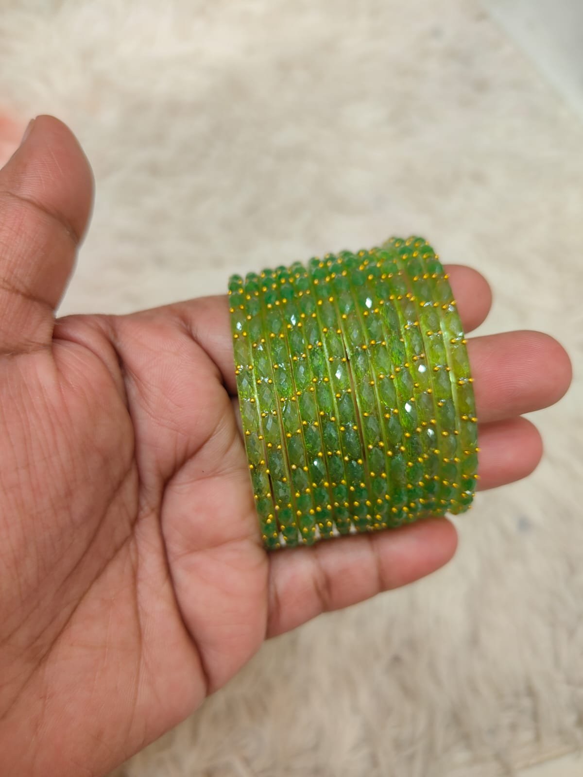 Raindrop glass bangles(Parrot green )