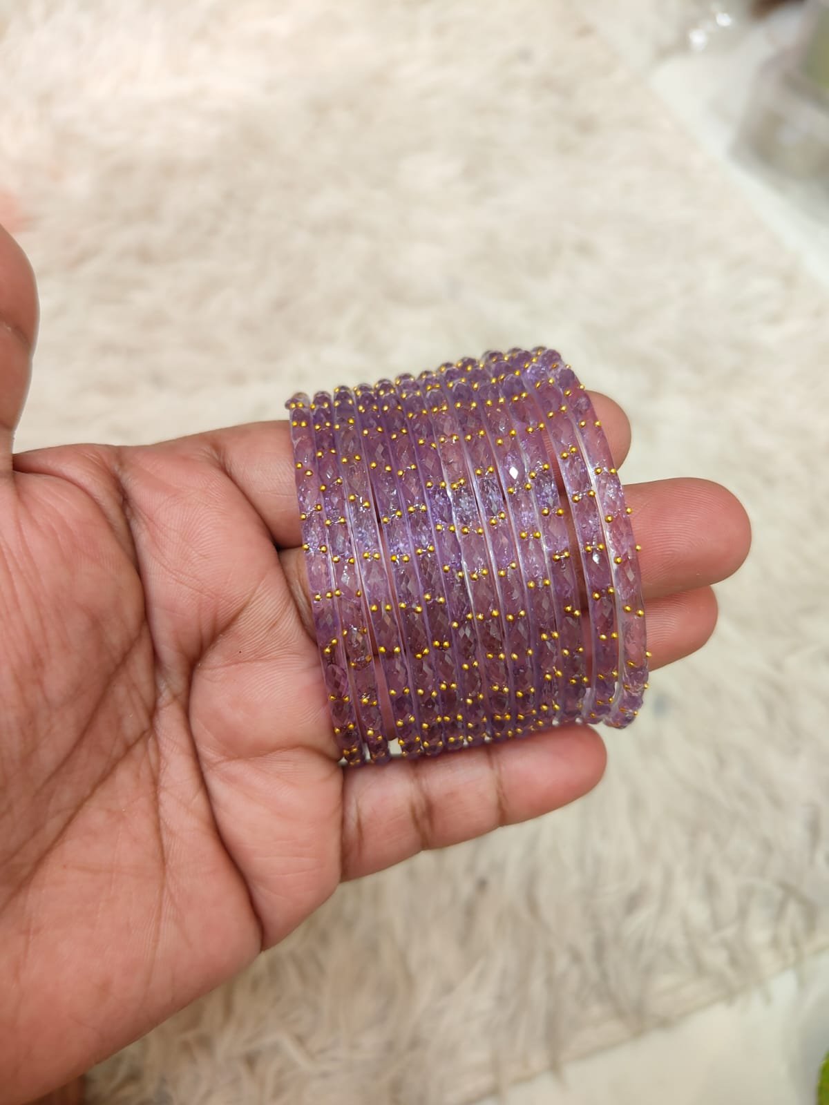 Raindrop glass bangles(Lavender )