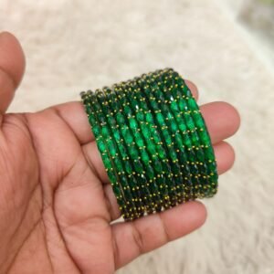 Raindrop glass bangles (Dark green  )