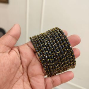 Crystal Raindrop glass bangles -Black