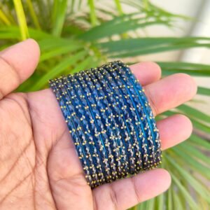 Crystal Raindrop glass bangles -Dark blue 